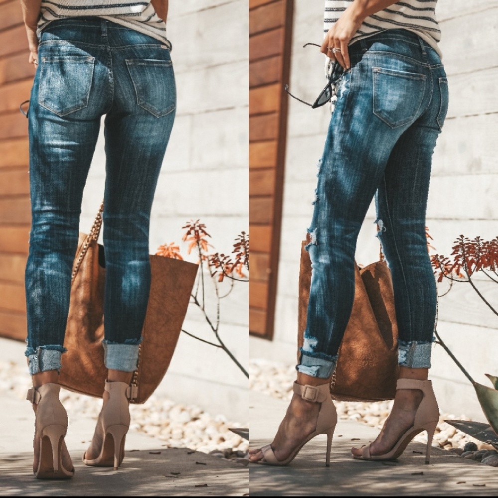 Distressed Frayed Skinny Jeans NWT Price Firm - Picture 3 of 5